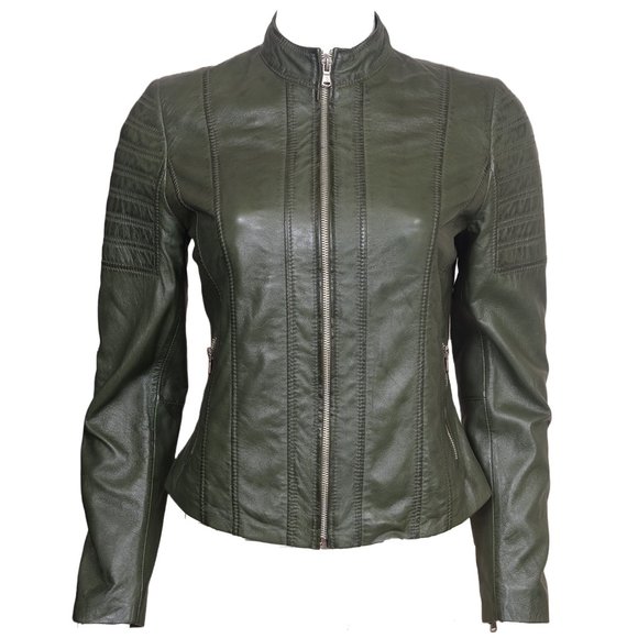 WOMEN'S BIKER LEATHER MOTORCYCLE JACKET